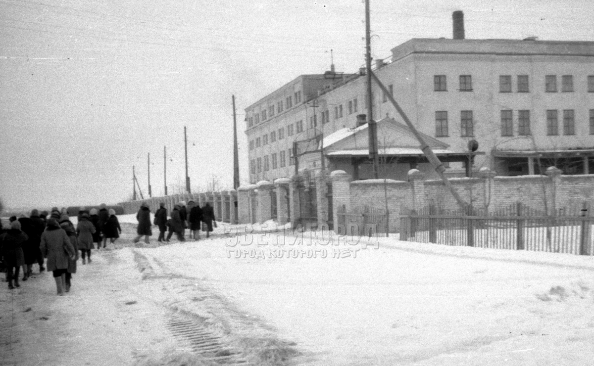 Звенигородские школьники идут на экскурсию на хлебокомбинат. 1967 год. Фото С.А. Нечаева.